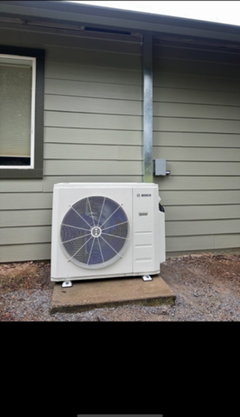 Bosch heat pump outdoor unit installed at a Cottonwood CA residence